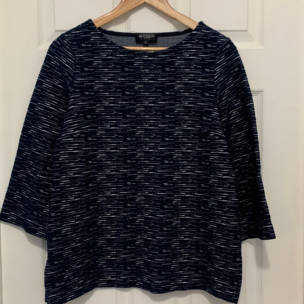 RED CORAL striped top. Size S